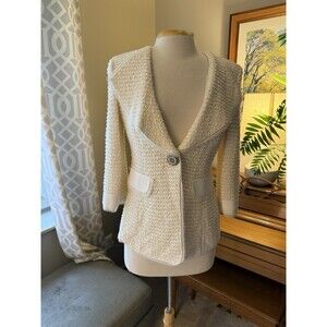 ST. JOHN Couture Ivory/ Winter White, Faux Pockets, Size 6, Embellished